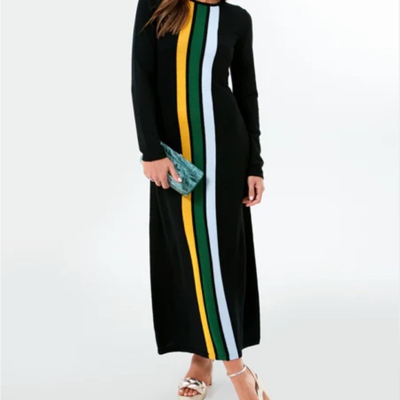 LA DoubleJ Black London Dress with Vibrant Stripes - Picture 4 of 5